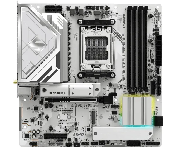 ASRock B850M STEEL LEGEND WIFI - Bundkort - micro ATX - Socket AM5 - AMD B850 Chipset - USB 3.2 Gen 2, USB-C 3.2 Gen2, USB 3.2 Gen 1 - 2.5 Gigabit LAN, Wi-Fi 7, Bluetooth - onboard grafik (CPU påkrævet) - HD Audio (8-kanaler)