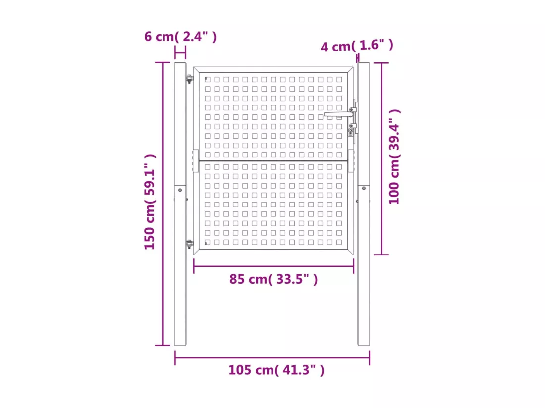 Portail de jardin anthracite 105x150 cm acier