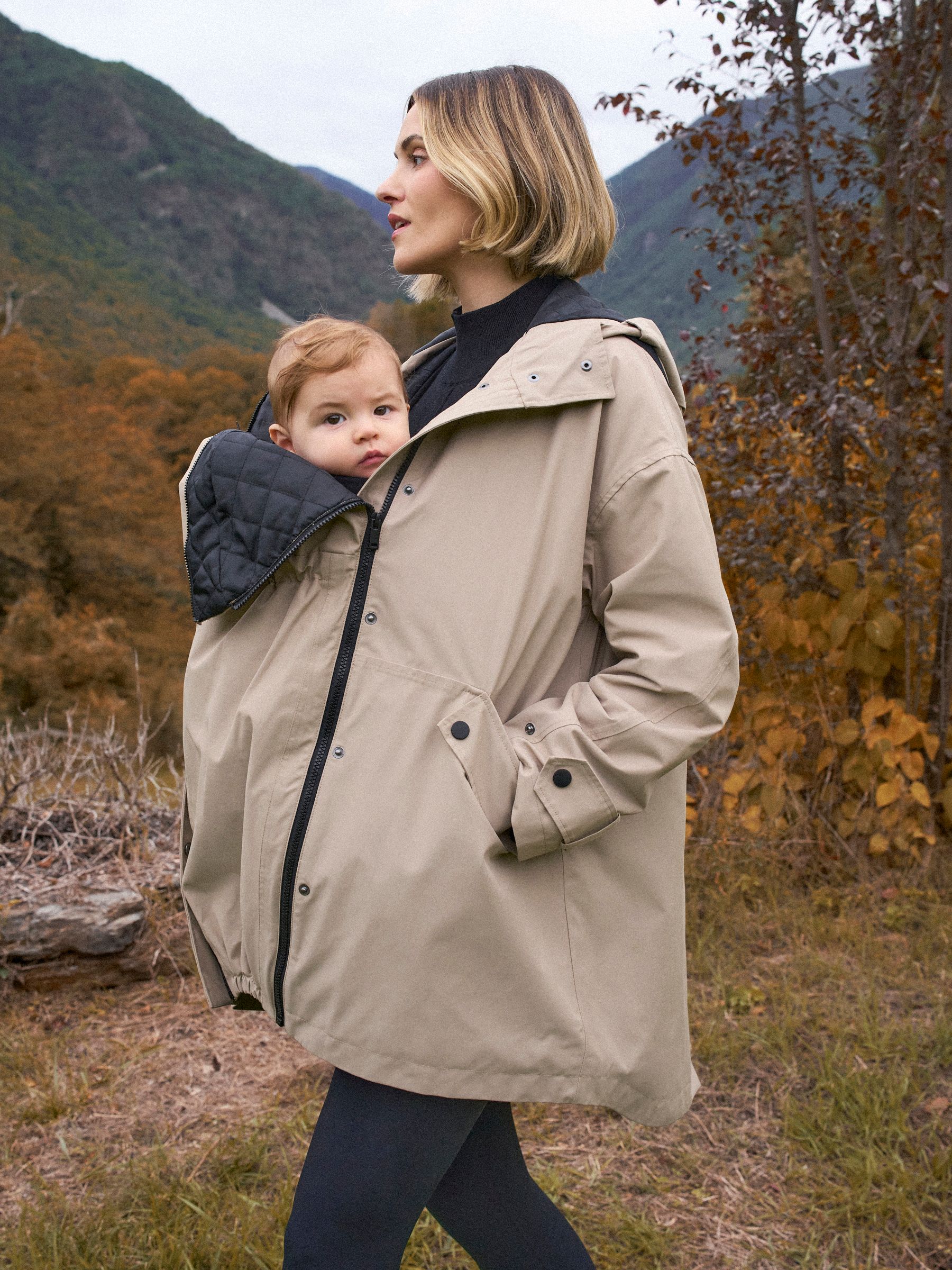 Taupe - Seraphine 3-In-1 Maternity & Babywearing Raincoat
