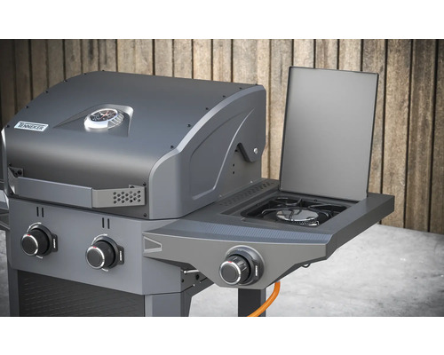 Tenneker® Carbon Gasgrill 121,4 x 60,3 x 112,3 cm 2 branders + zijbrander Zwart