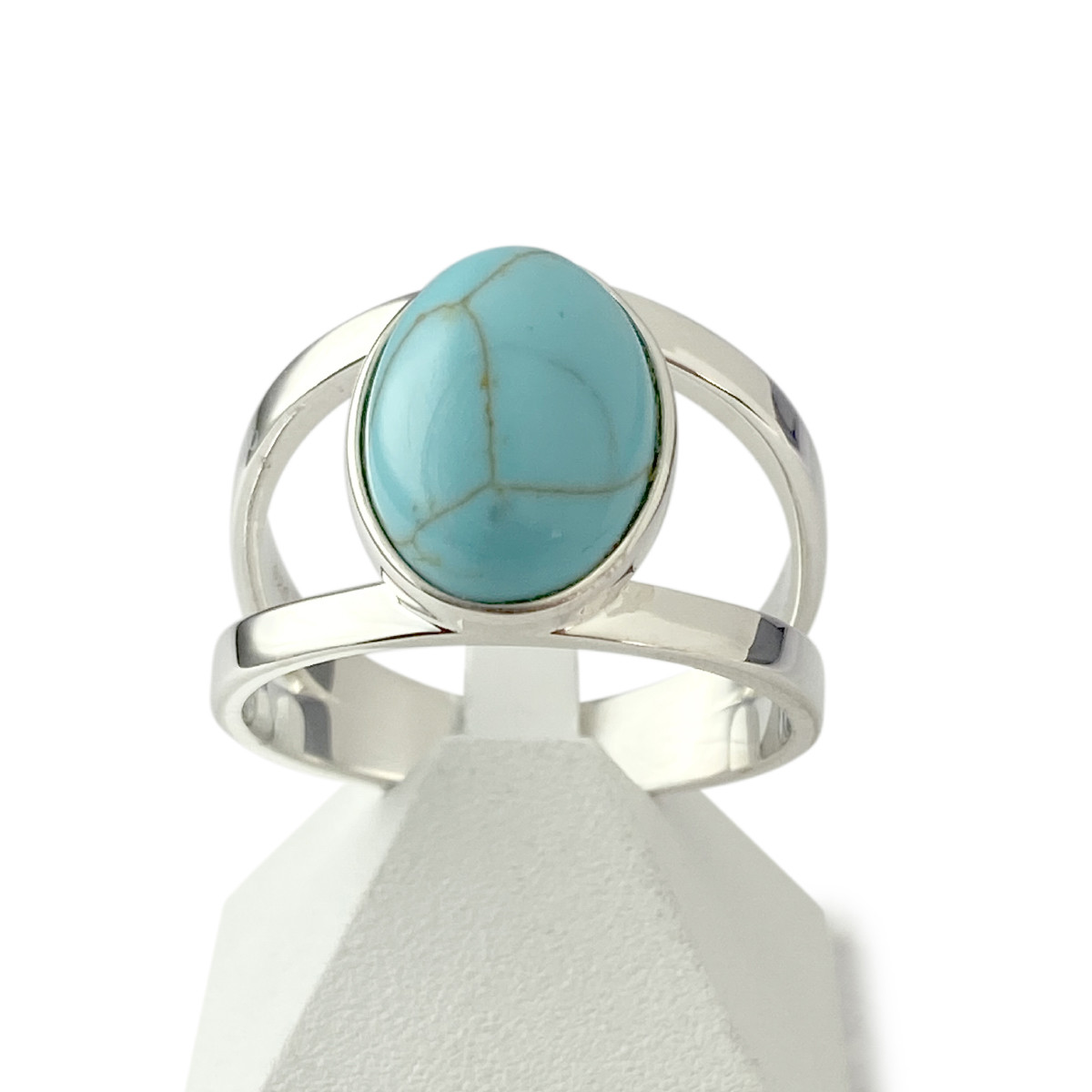 Bague d'occasion argent 925 turquoise reconstituée