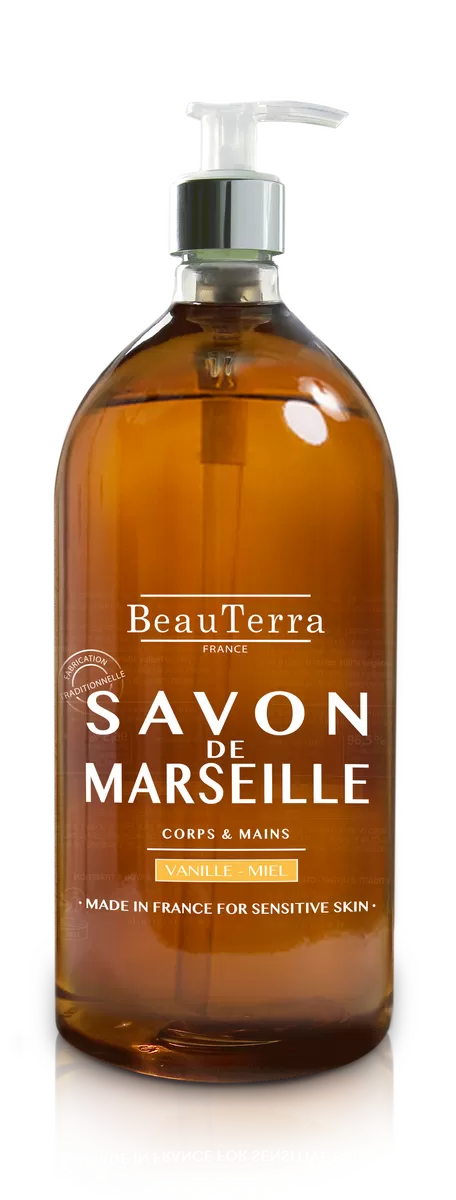 BeauTerra Marseille Liquid Soap Honey Vanilla - 1000 ml.