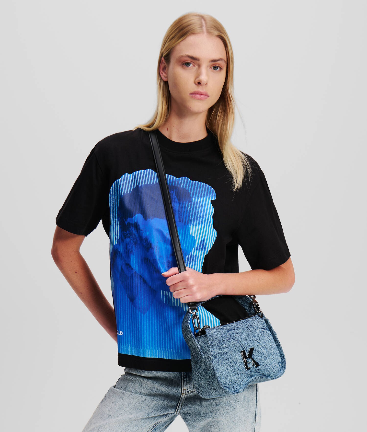 SAC À MAIN EN DENIM LUNETTES DE SOLEIL KLJ