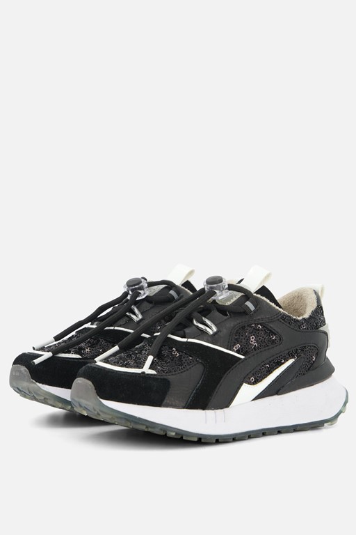 Barst! Glitter Sneakers zwart Leer