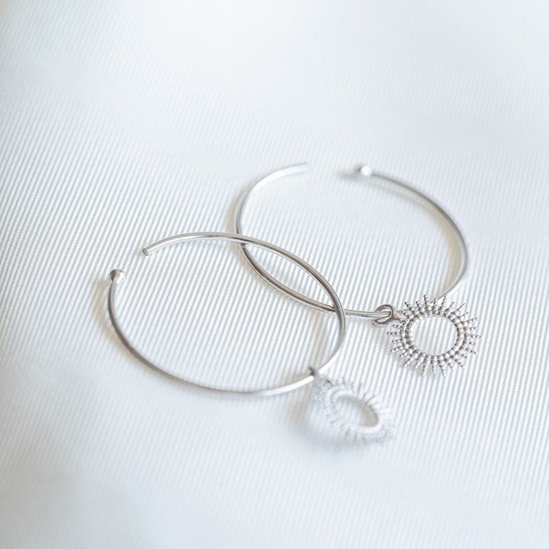 Boucles d'Oreilles Argent Créoles Rayons de Soleil