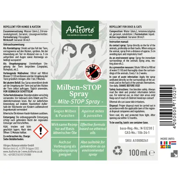 Milben-STOP Spray für Hunde und Katzen