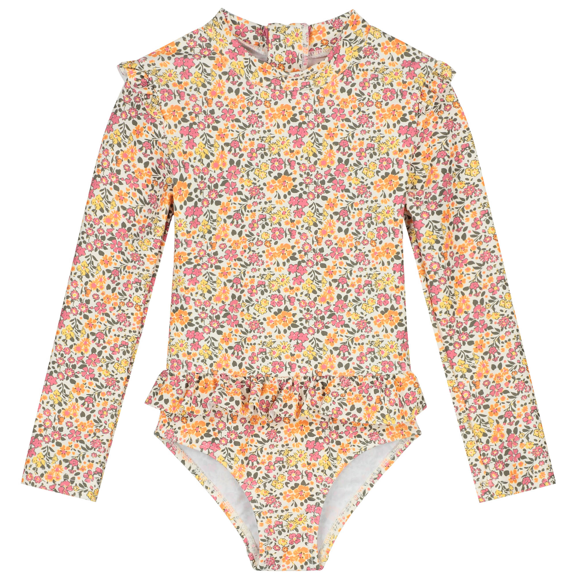 Prénatal UV zwempak bloemen lange mouwen all over print multi