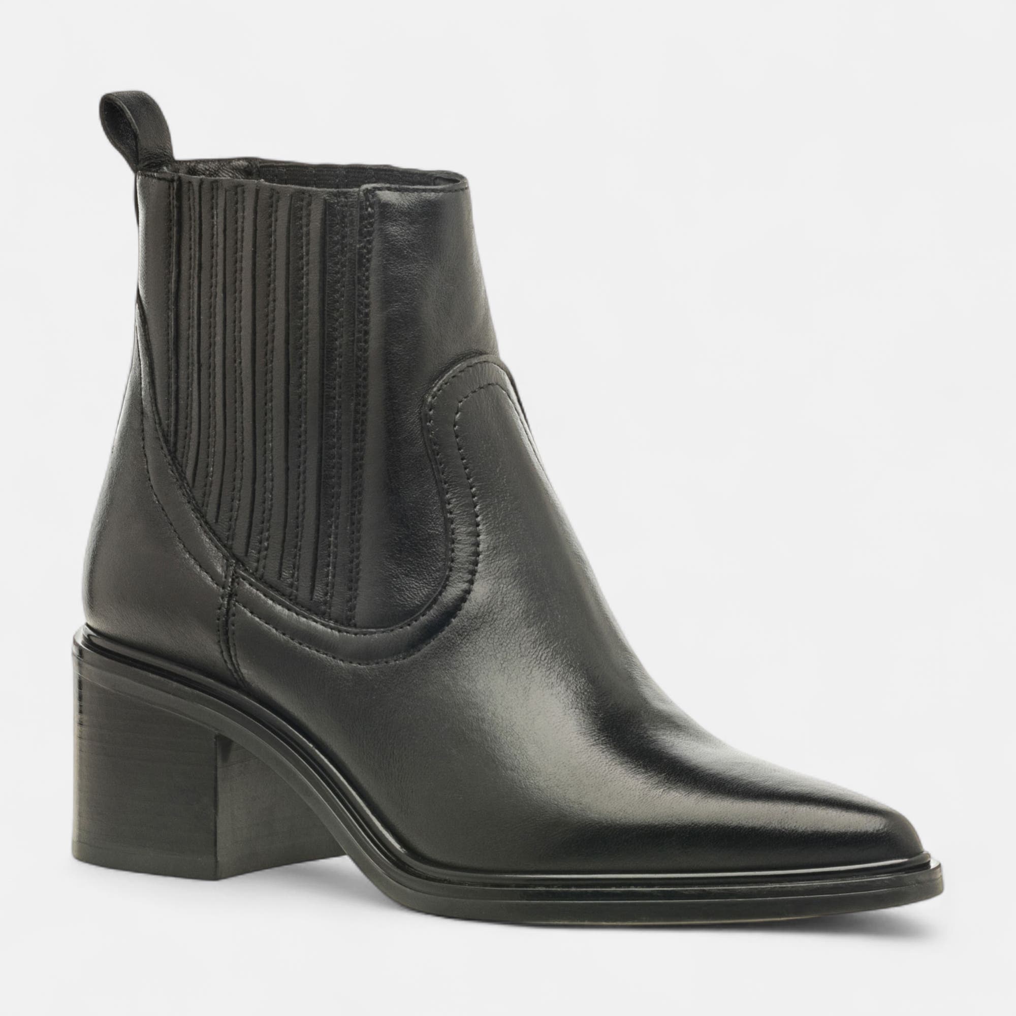 Boots chelsea à talon Femme en cuir noir