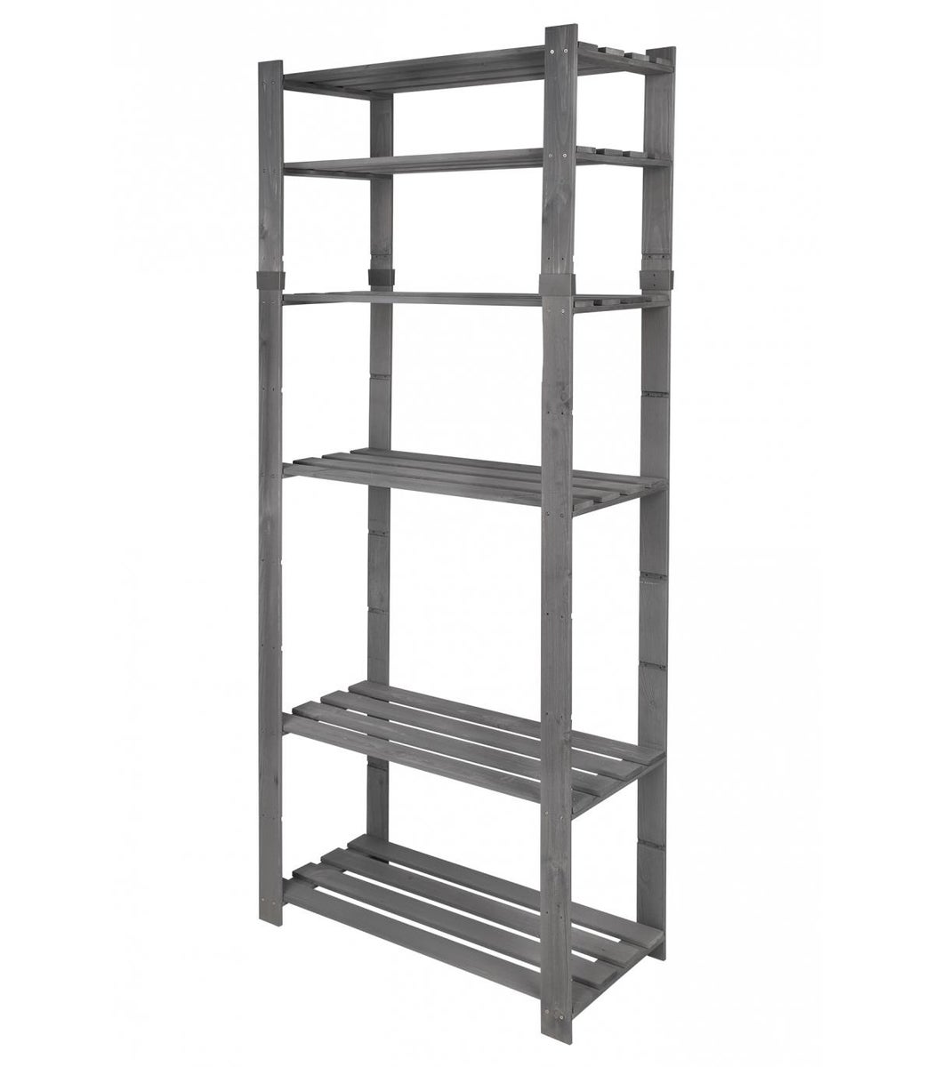 PROREGAL Pinepeak Houten Plank HxBxD 200 x 80 x 38 cm 6 Planken 1,2 cm Dik Dennenhout Grijs