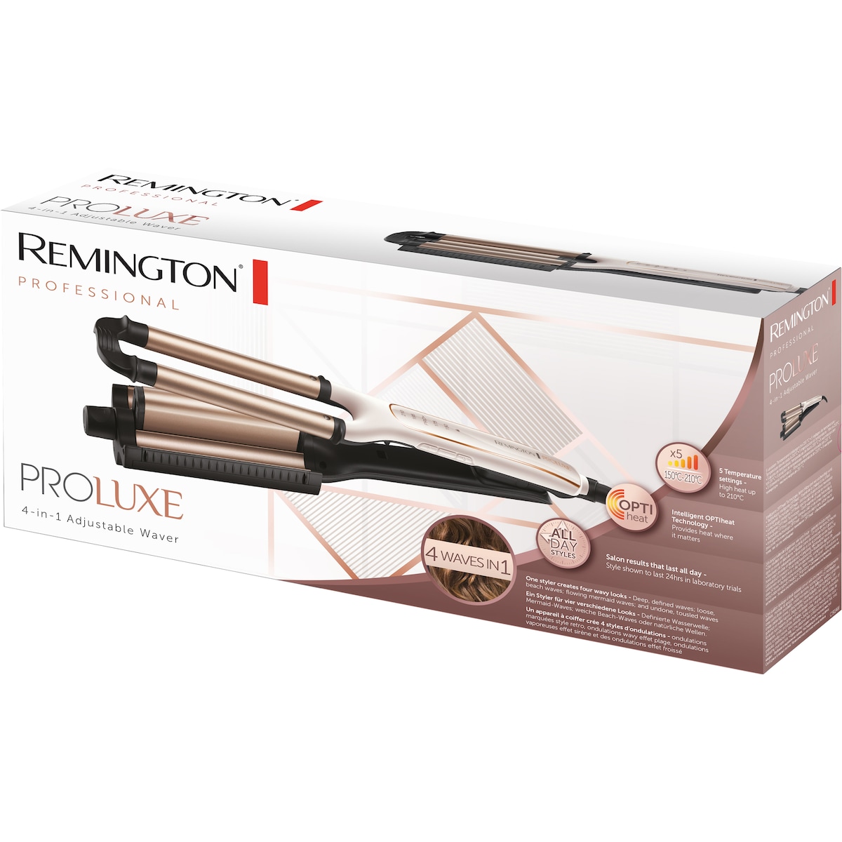 Remington PROLuxe 4-i-1 justerbar krølltang CI91AW