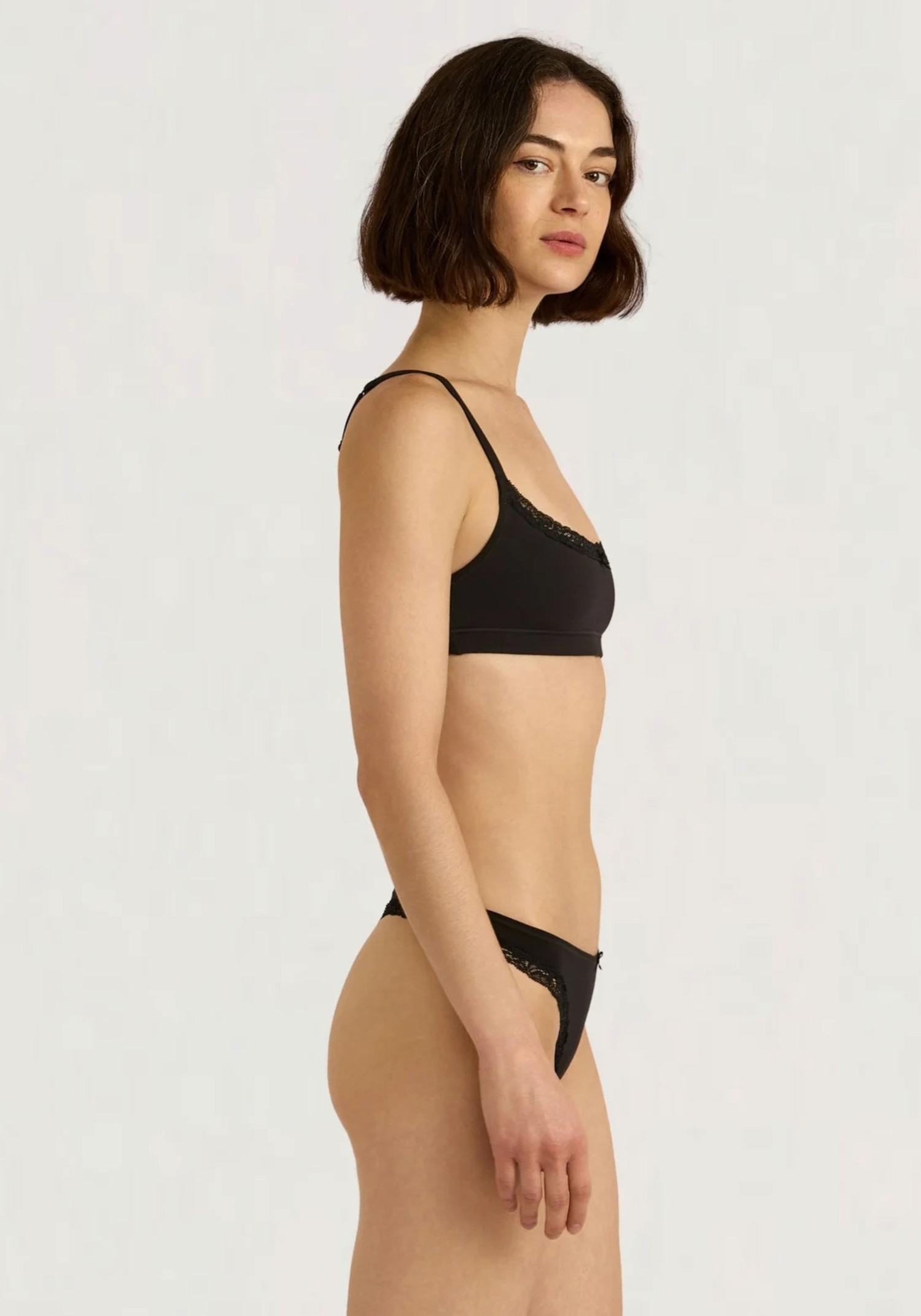 Organic Basics Thong Flex Lace Thong Black