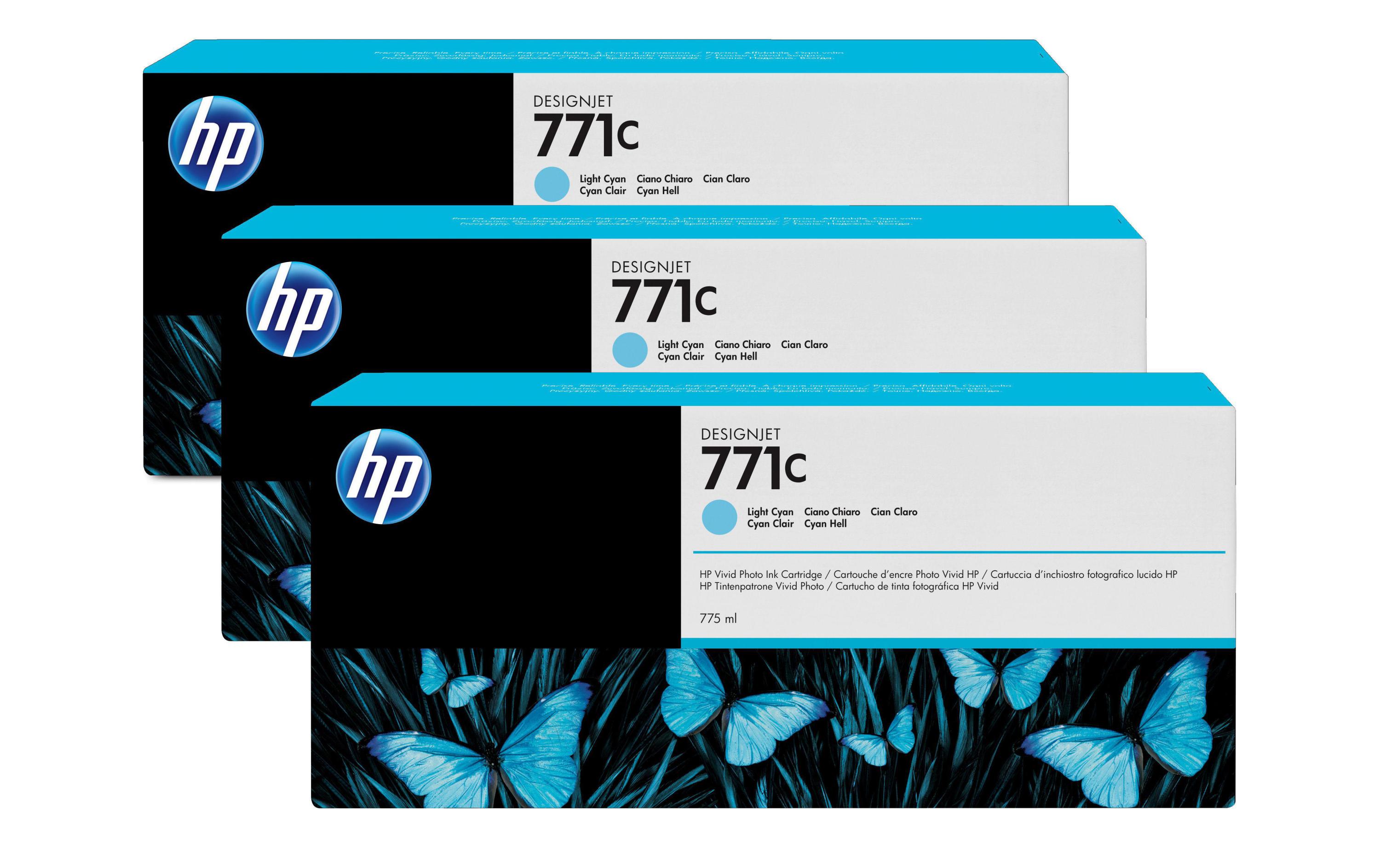 Tinte Nr. 771C (B6Y36A) Light Cyan (3er-Pack)<br>Druckerpatrone