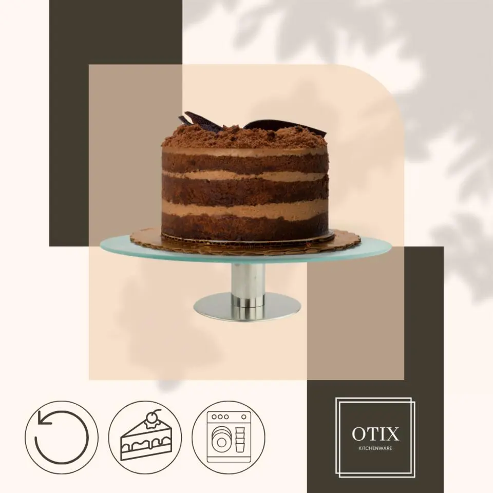 OTIX Taartplateau Luxe Glas Met Voet Draaibaar Taartschaal Taartbord Cake