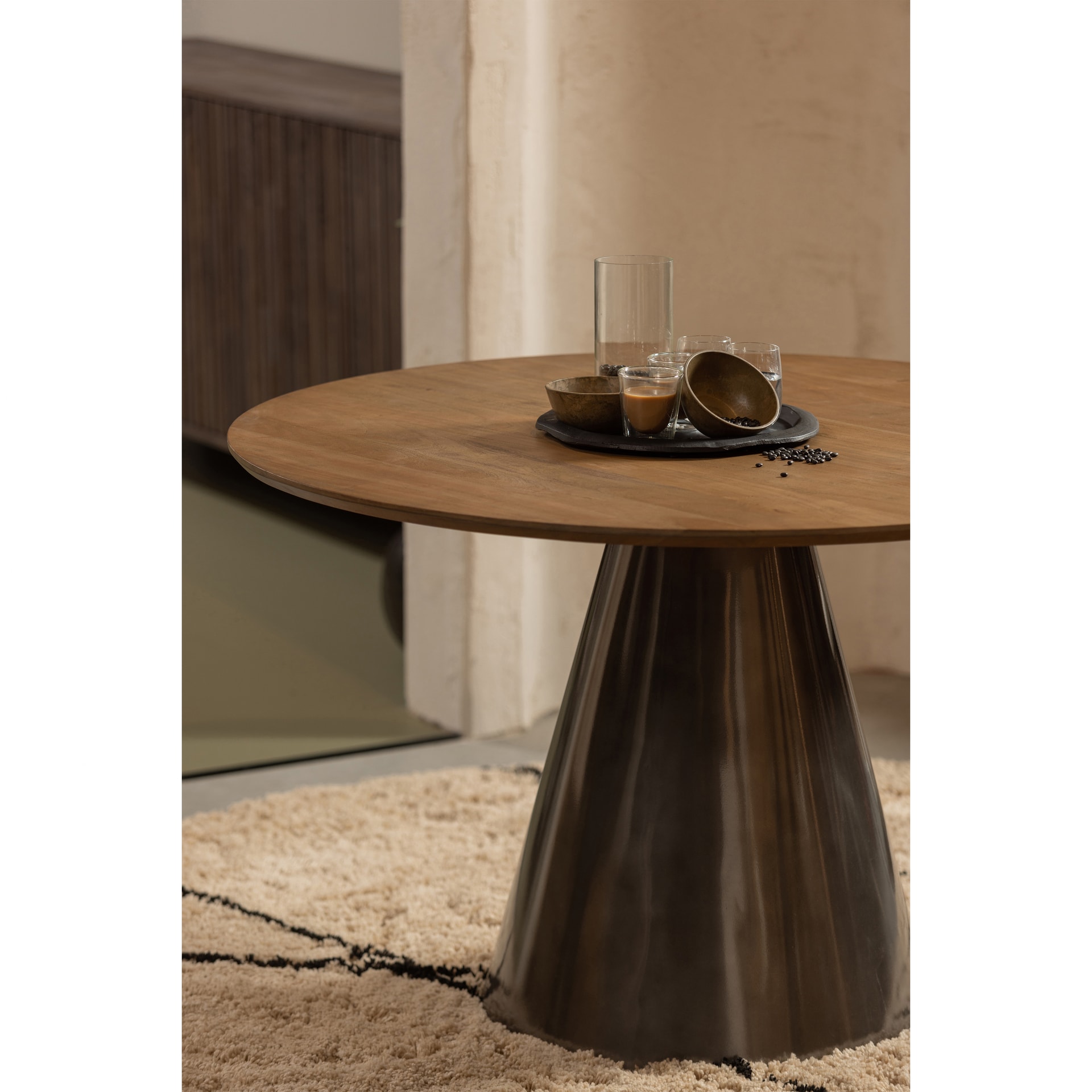 Esstisch MAGGIE Ø 120 cm braun/antikschwarz