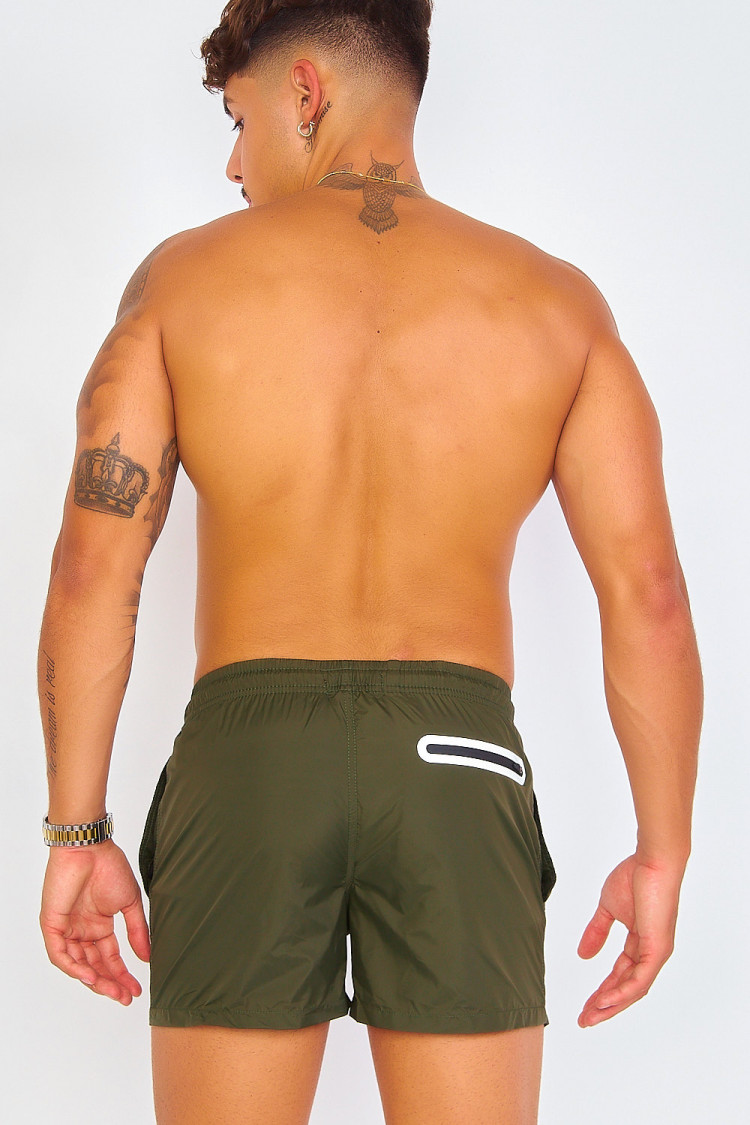 Short de bain vert foncé uni