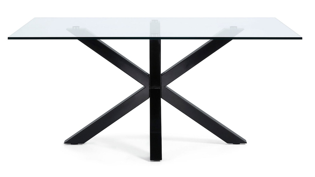Kave Home Esstisch ARGO 160 x 90 cm schwarz /Klarglas