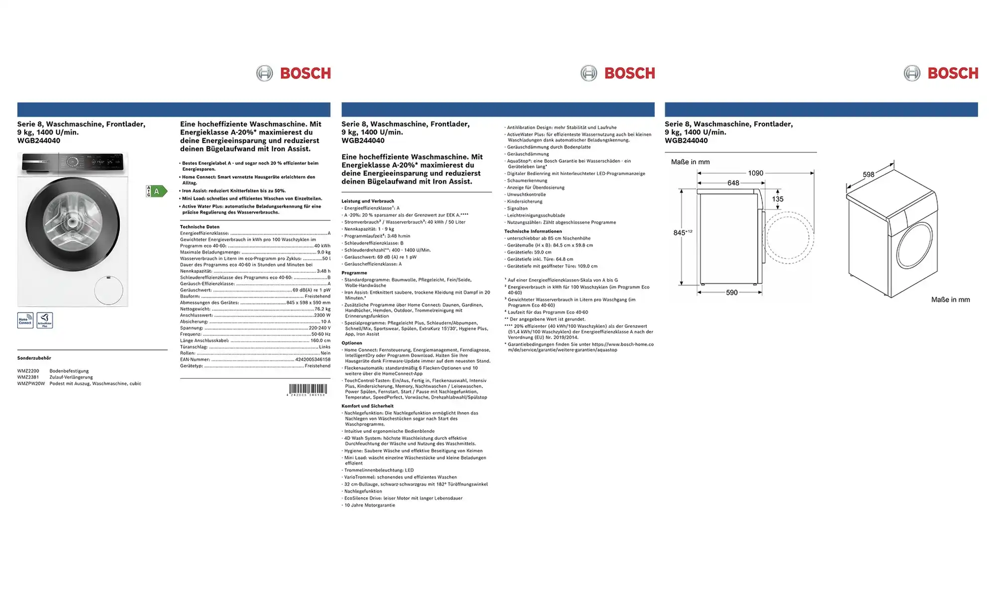 BOSCH Waschvollautomat WGB244040