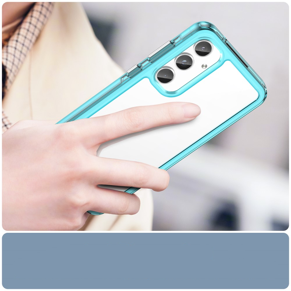 Samsung Galaxy A55 Hybrid Hülle TPU Bumper Acryl Rückseite - Transparent / Hellblau