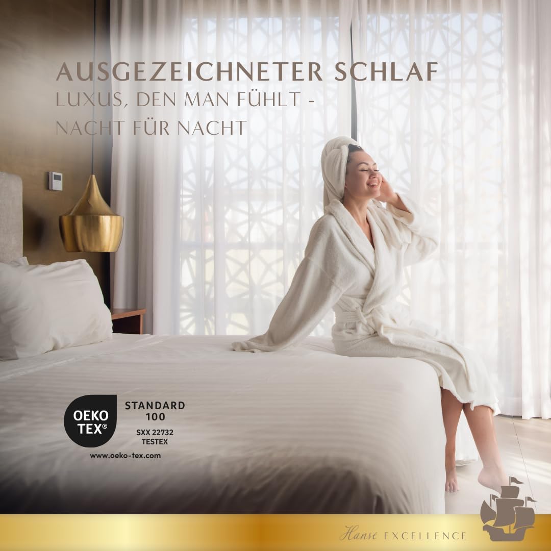 Hanse Excellence Natürlicher Topper 120 x 200cm, bauschig-luxuriöSer Matratzentopper aus Federn & Daunen, 7cm Topper mit natürlichem LiegegefüHL, allergikergeeignet, Made in Germany