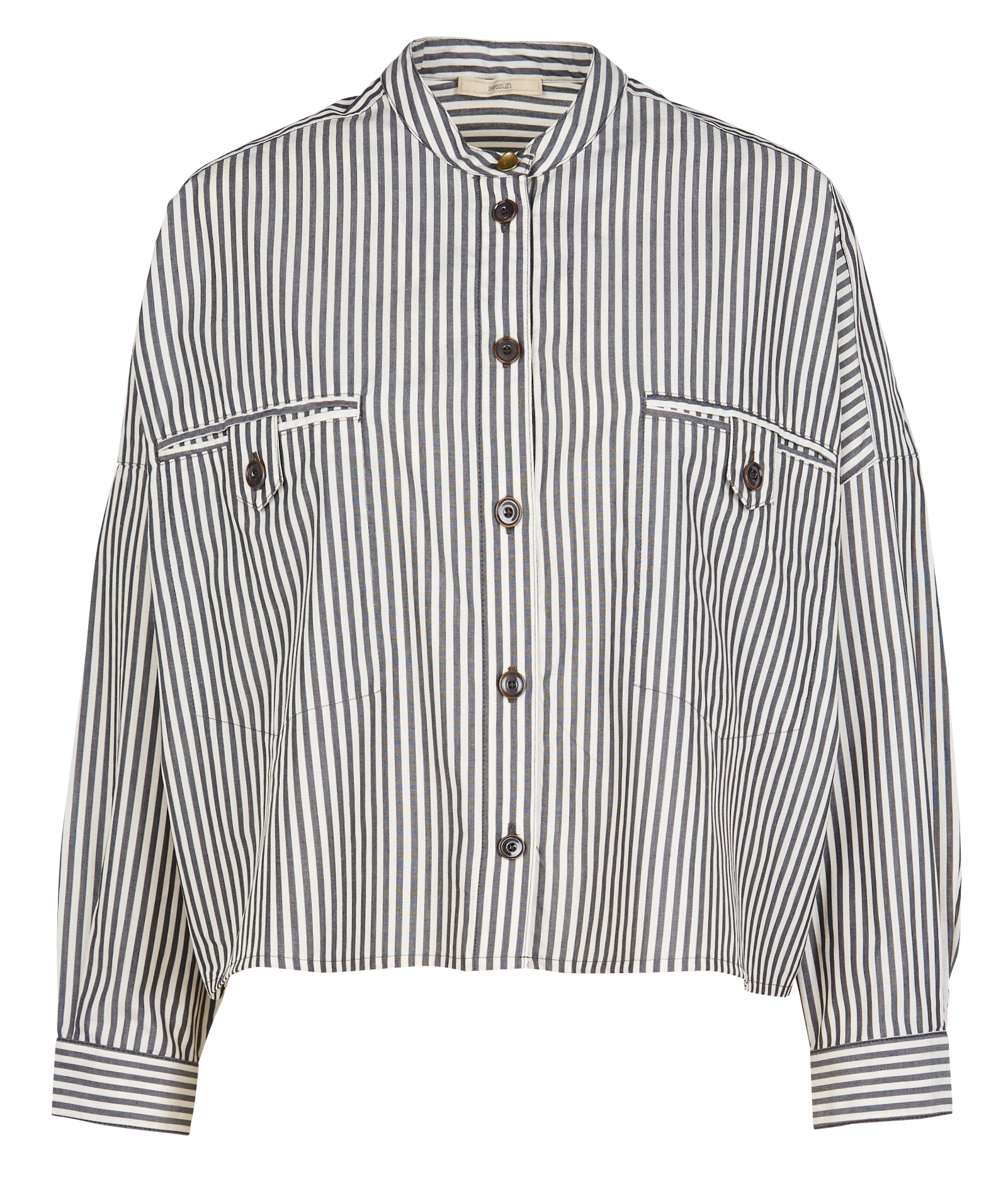 ORREGIA - Chemise col rond en coton mélangé | Noir