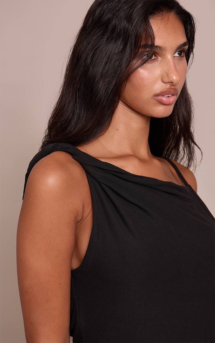 Noir Haut À Bretelle Asymétrique Toucher Doux