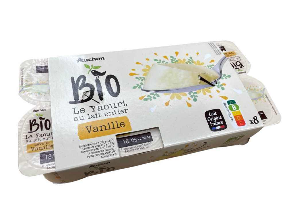 IOGURTE AUCHAN BIO AROMA BAUNILHA 8X125G