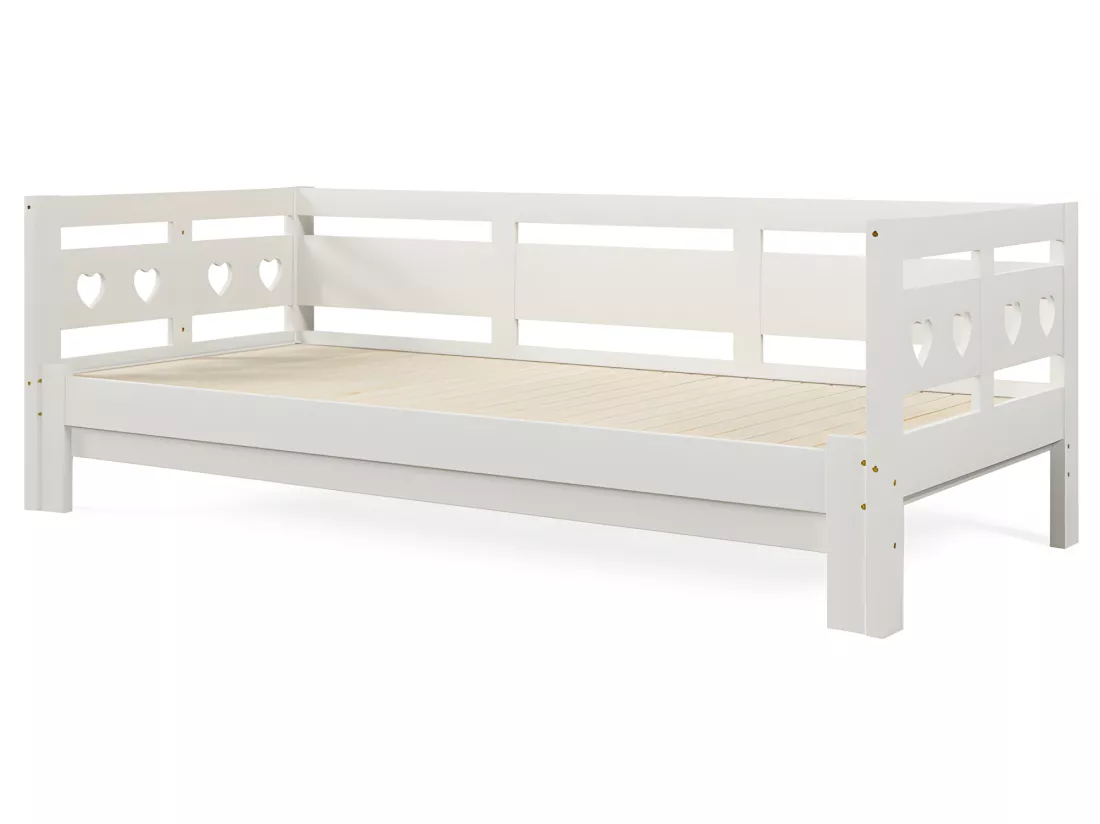 lit gigogne en pin massif - 90(180)x190cm - avec sommier à lattes - Blanc