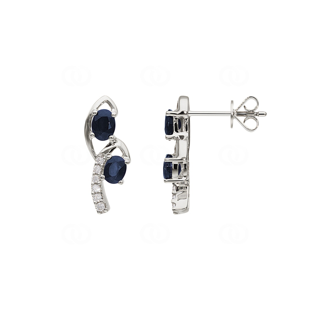 Ohrstecker 750/18 K Weissgold mit Saphiren & Diamanten 0.08 ct H/si