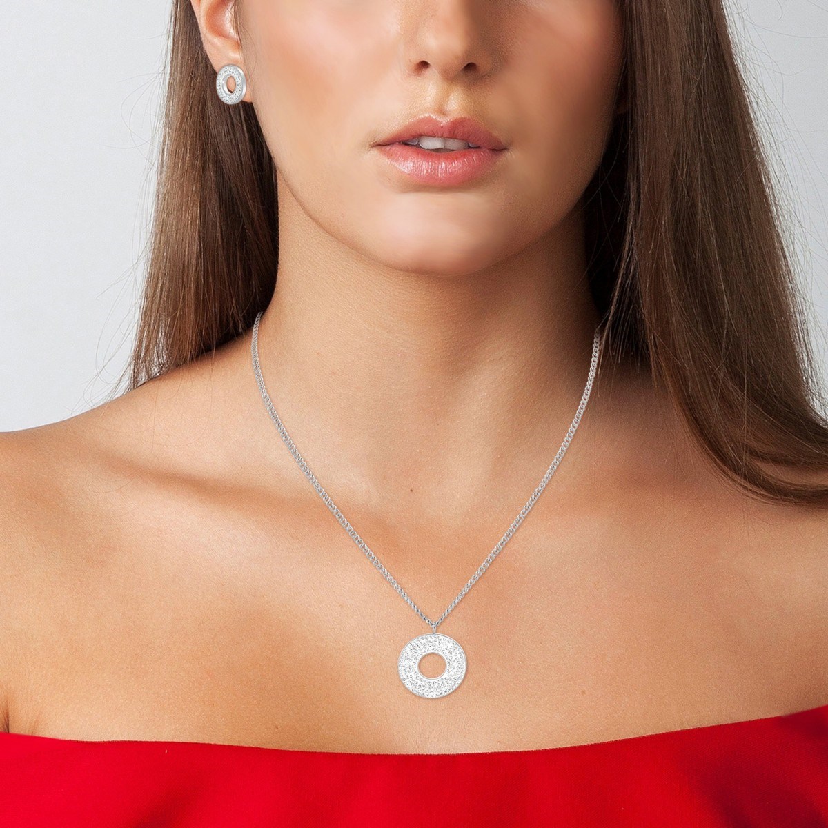 Parure SC Crystal ornée de Cristaux scintillants en acier inoxydable