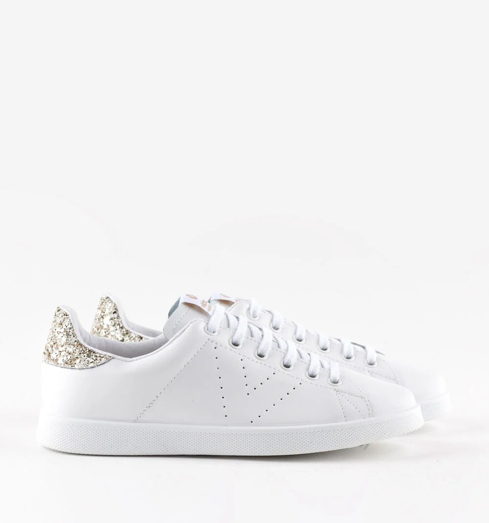 TENIS CUIR & GLITTER Baskets blanches en cuir CAVA