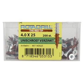 Rotadrill Torx schroeven platkop verzinkt 4,0x25 mm - 200 stuks