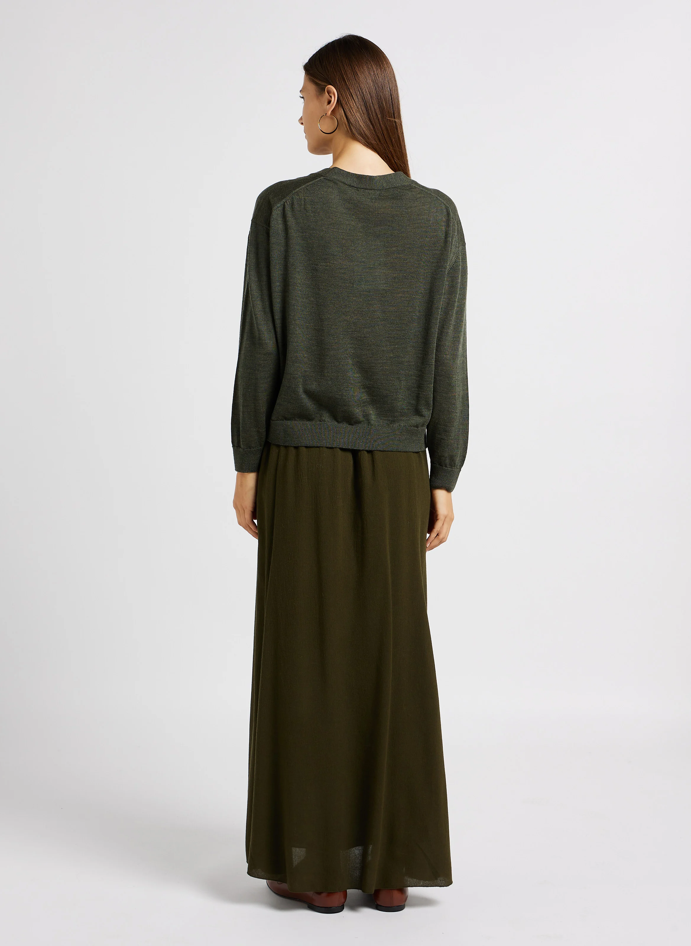 longue jupe en gaze crepe | Vert