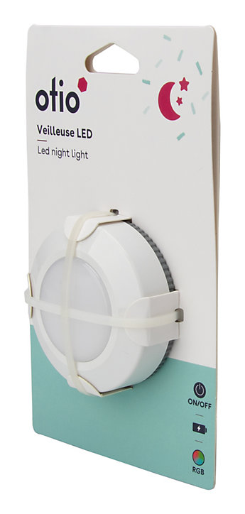 Veilleuse à piles LED intégrée variation de couleurs IP20 0,34W ⌀7xP.2cm Otio