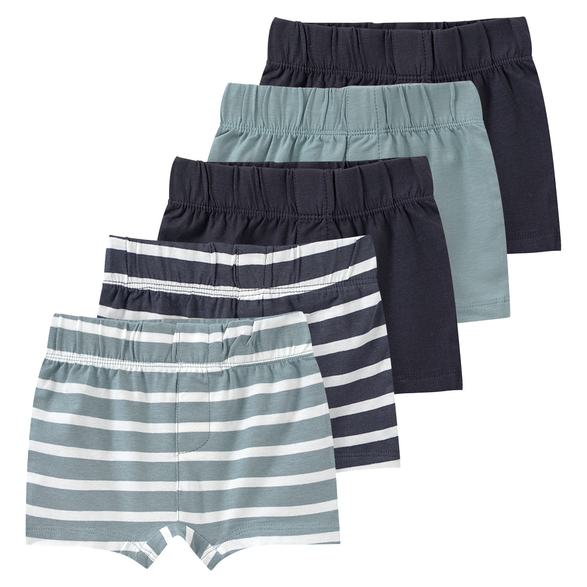 Famy 5 Baby Boxer mit Bio Baumwolle salbei / dunkelgrau / weiss