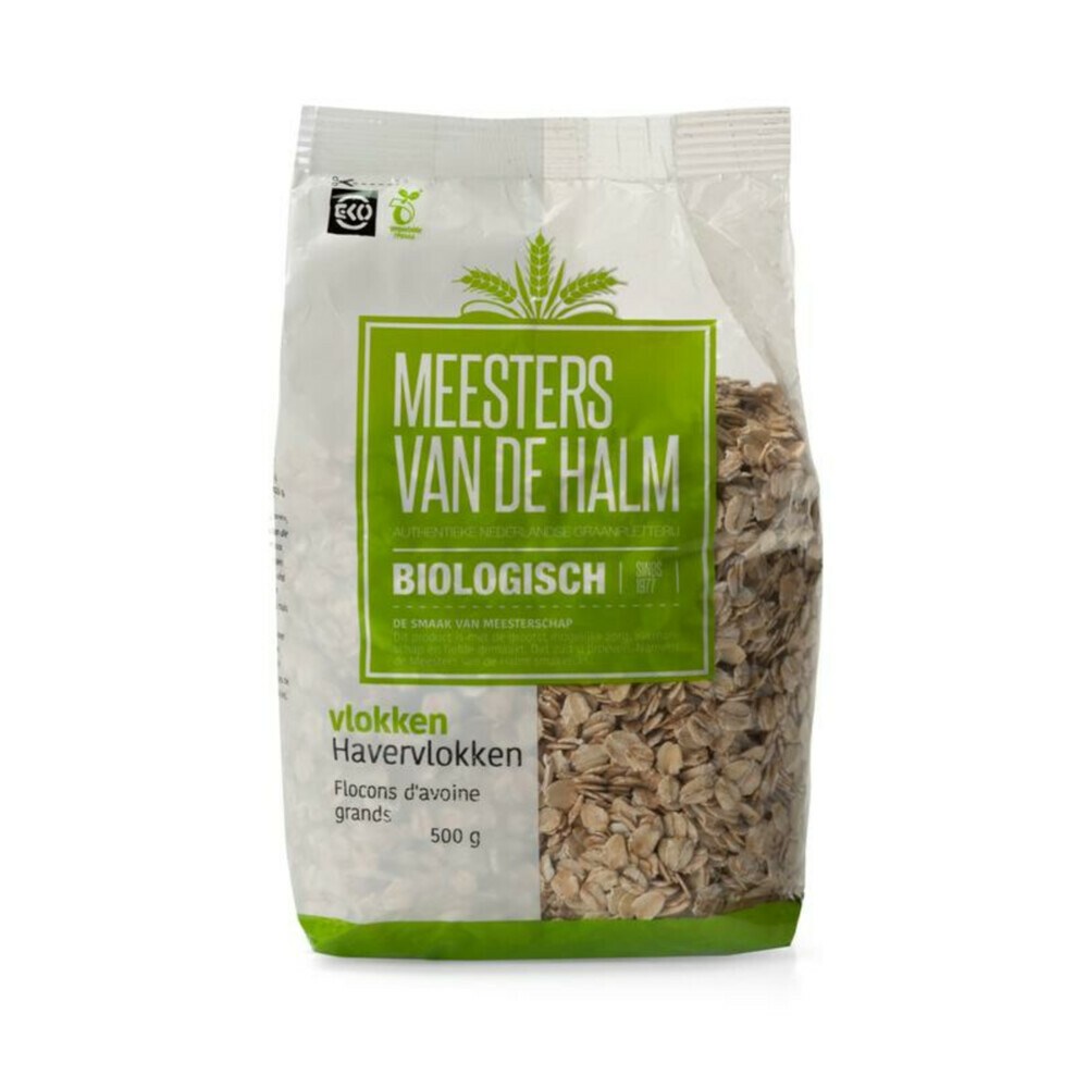 3x De halm Biologisch Havervlokken Grof500 gr
