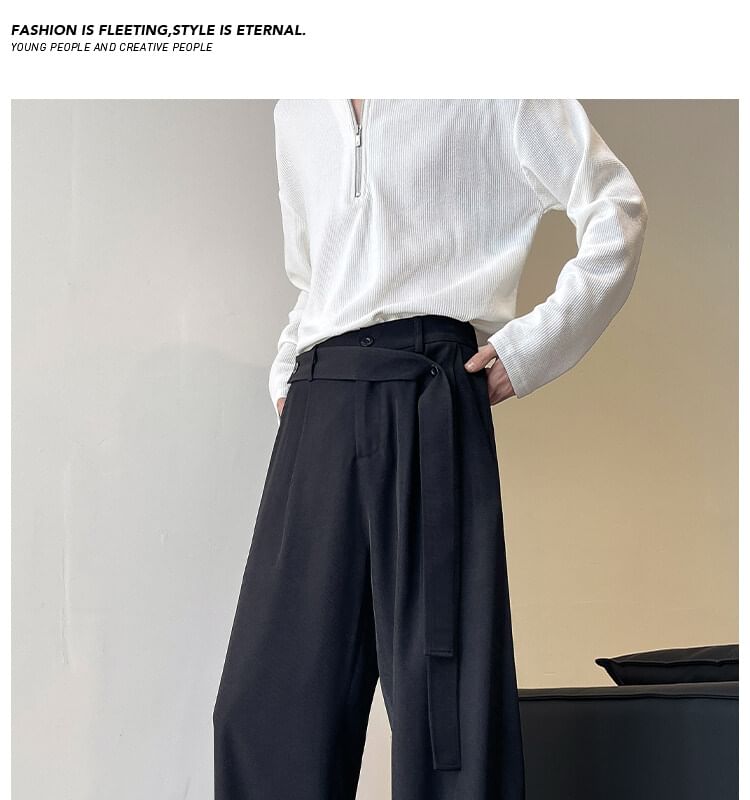 AXEN - Mid Rise Plain Straight Leg Dress Pants