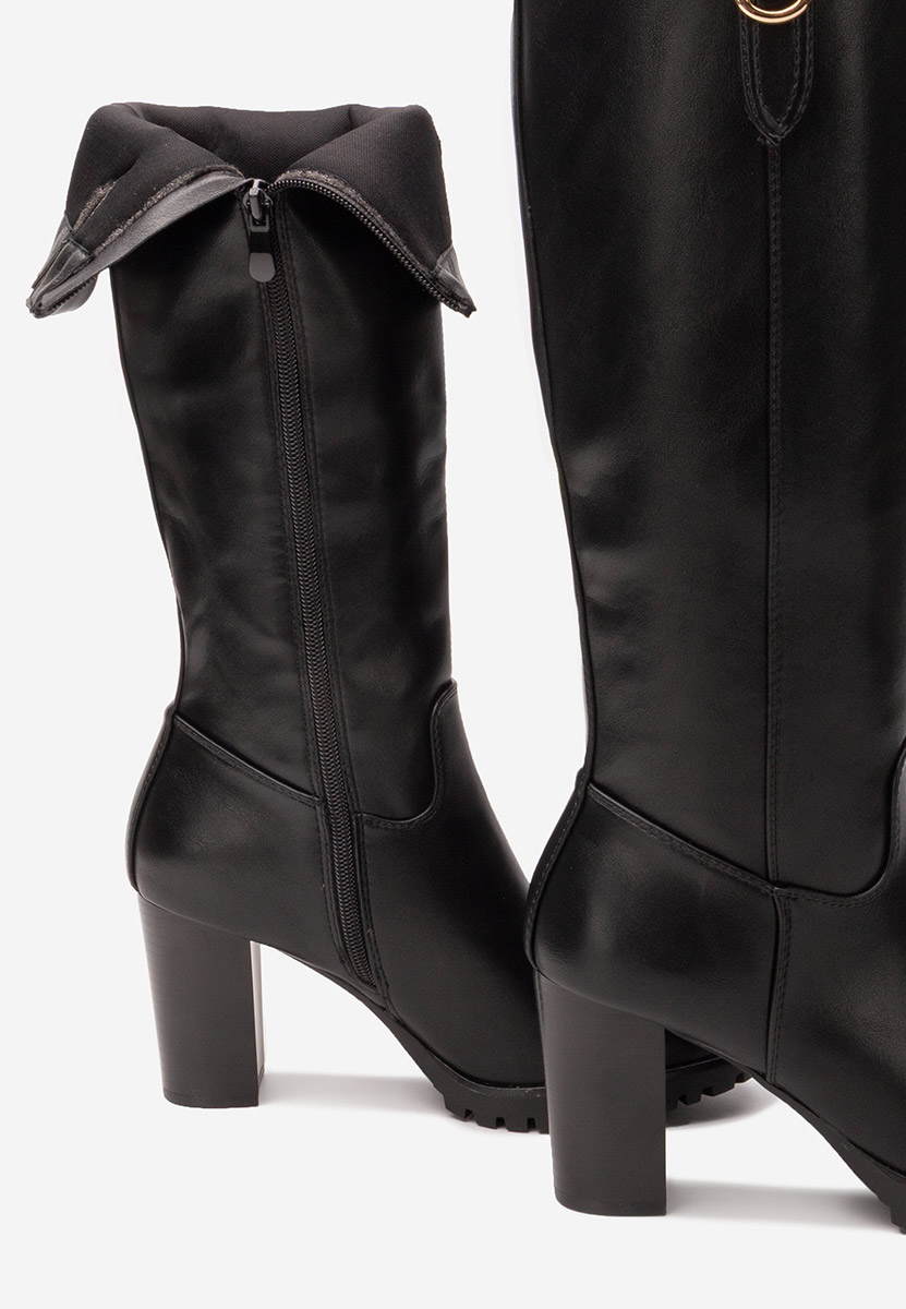 Bottes à talon carré noires Lorisea