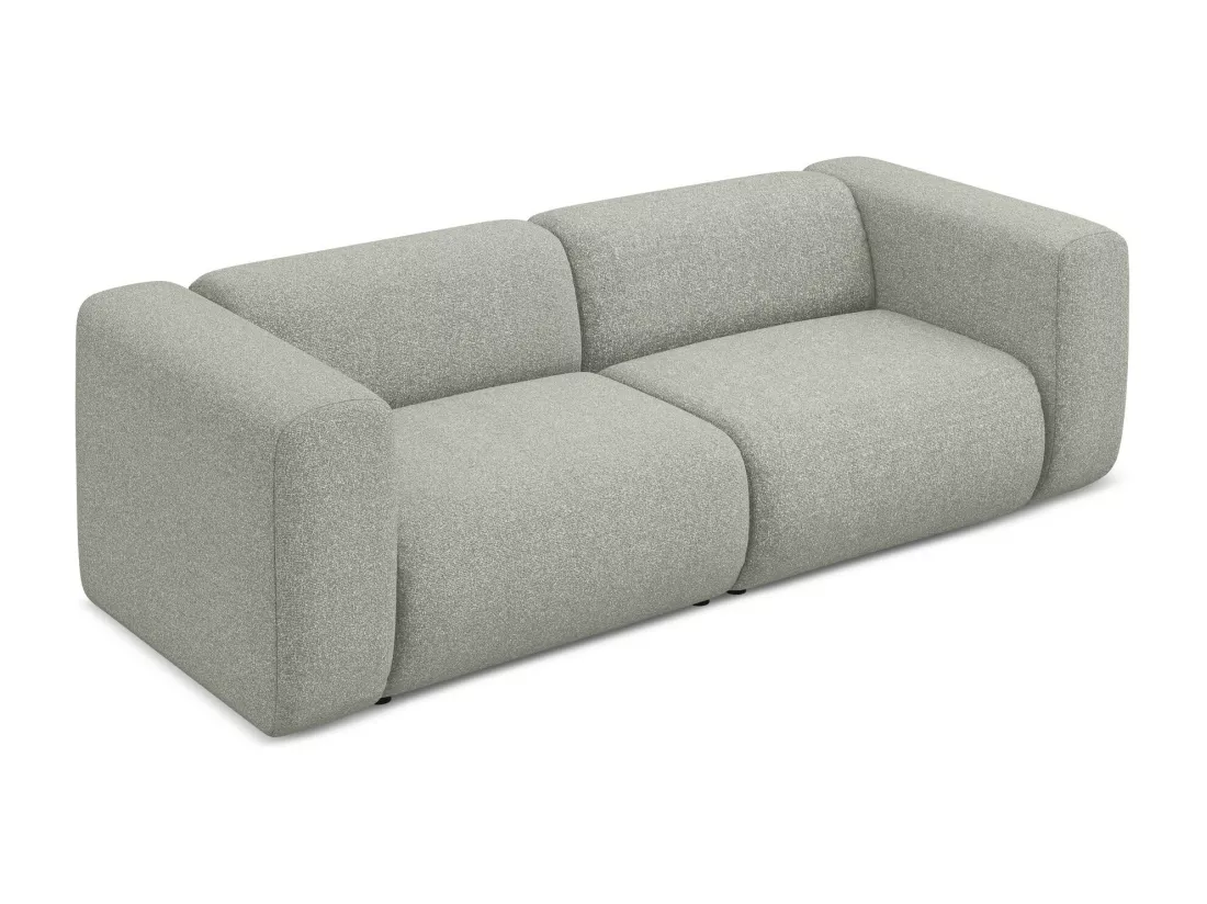 Canapé modulable 3 places en tissu texturé - gris clair - EKAHI