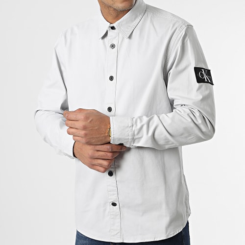 Chemise Manches Longues Monologo Badge Relaxed 2057 Gris Clair