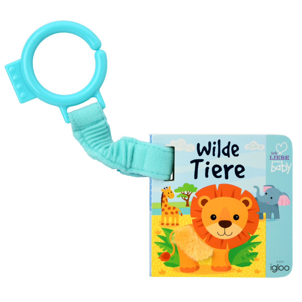 Topomini Baby Buggy-Buch Wilde Tiere mit Anhänger hellblau / bunt