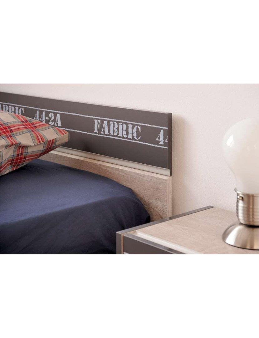 Fabric Bed in Oak and Grey 90x200cm