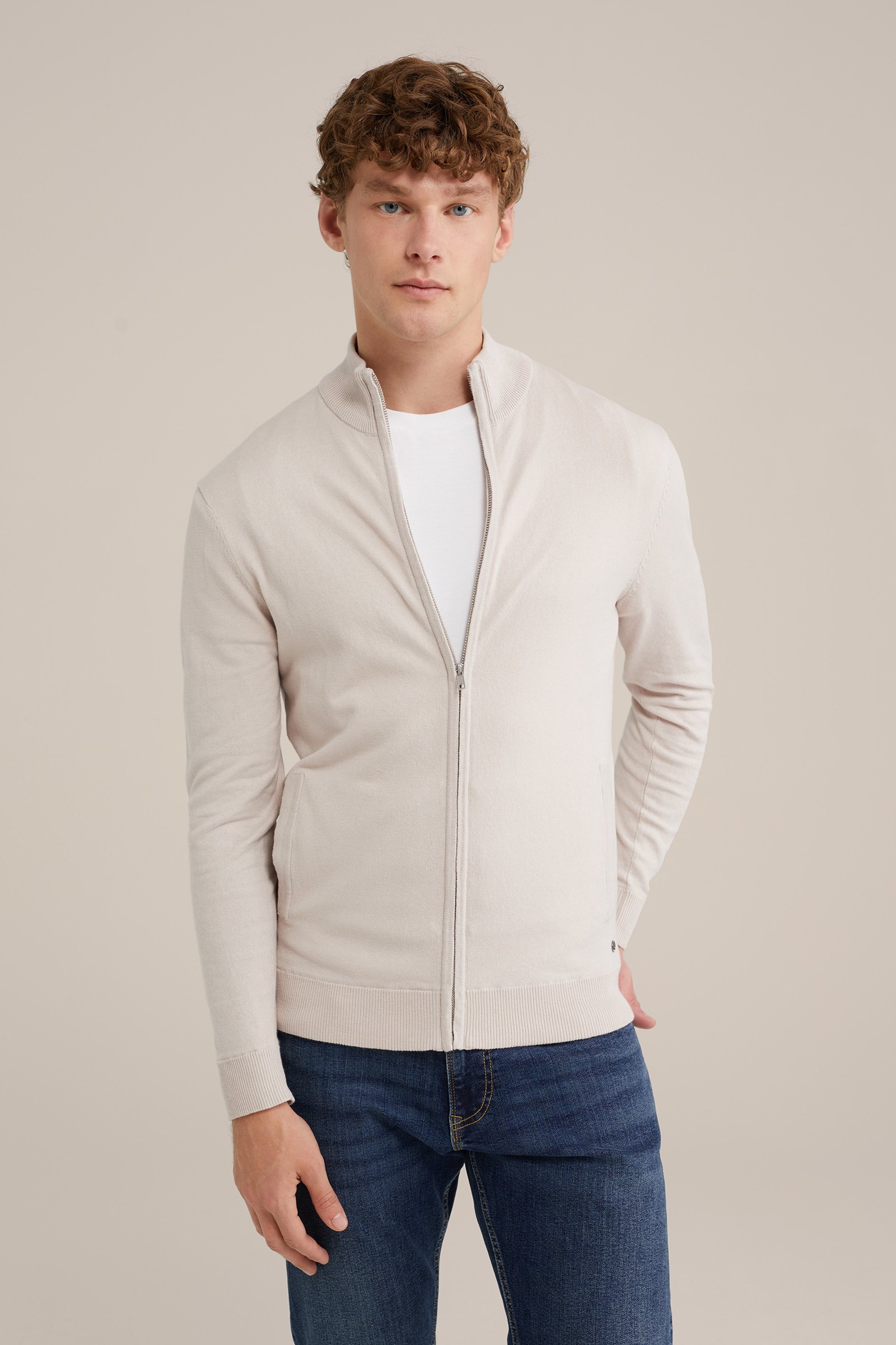 fijngebreide vest Fundamentals Ecru