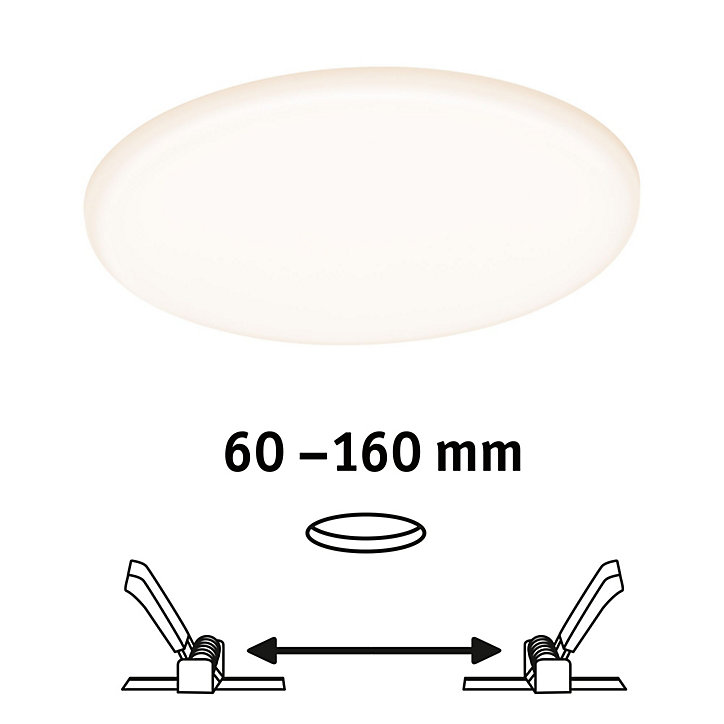 Panneau LED à encastrer Varifit Veluna 1600lm 15w IP44 ⌀18,5 cm blanc froid et blanc chaud Paulmann transparent