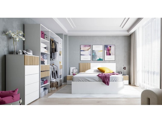 PEGANE - Chiffonnier, meuble de rangement coloris blanc artic, nature...