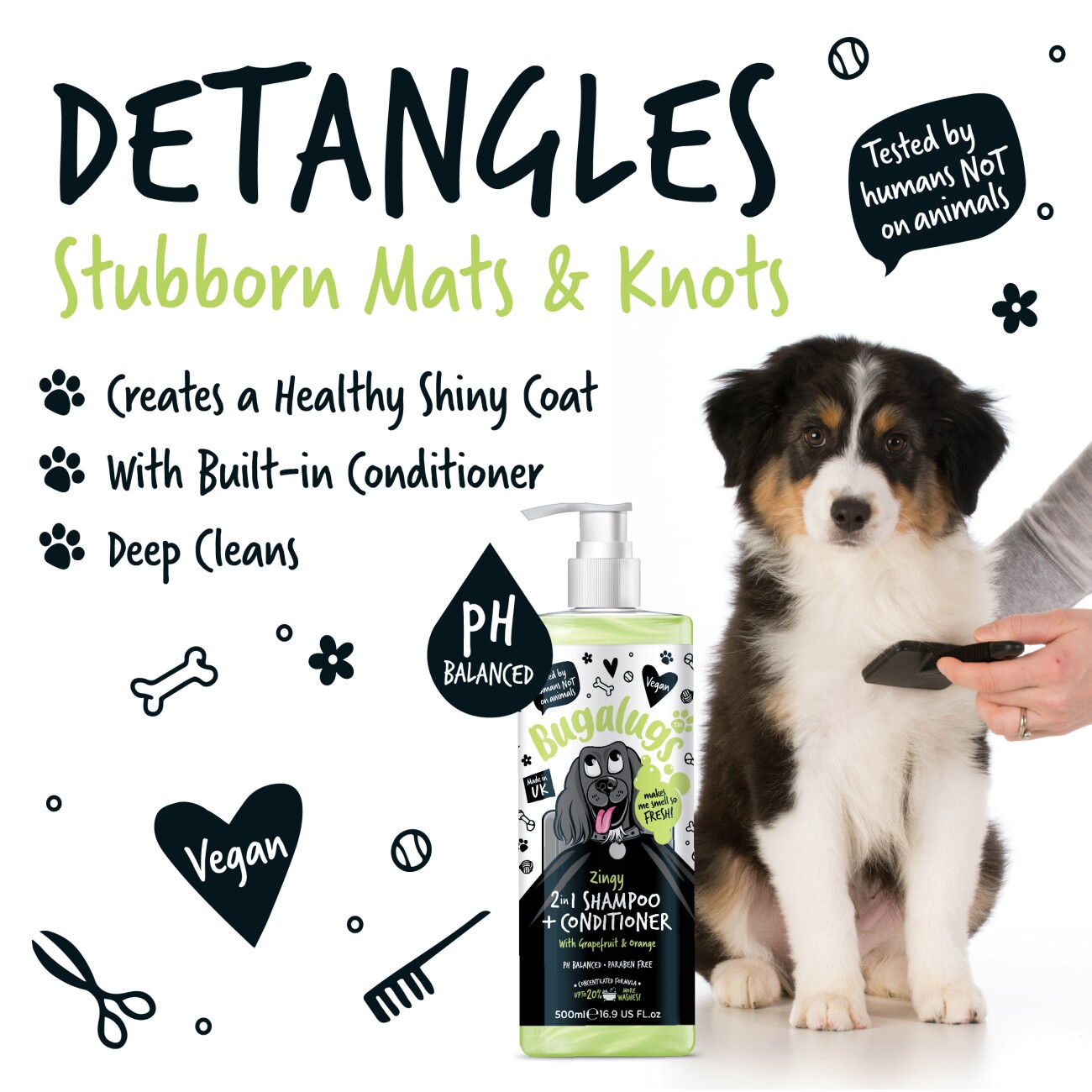 Bugalugs Zingy 2-in-1 – Hundeshampoo & Conditioner mit Grapefruit- und Orangenaroma