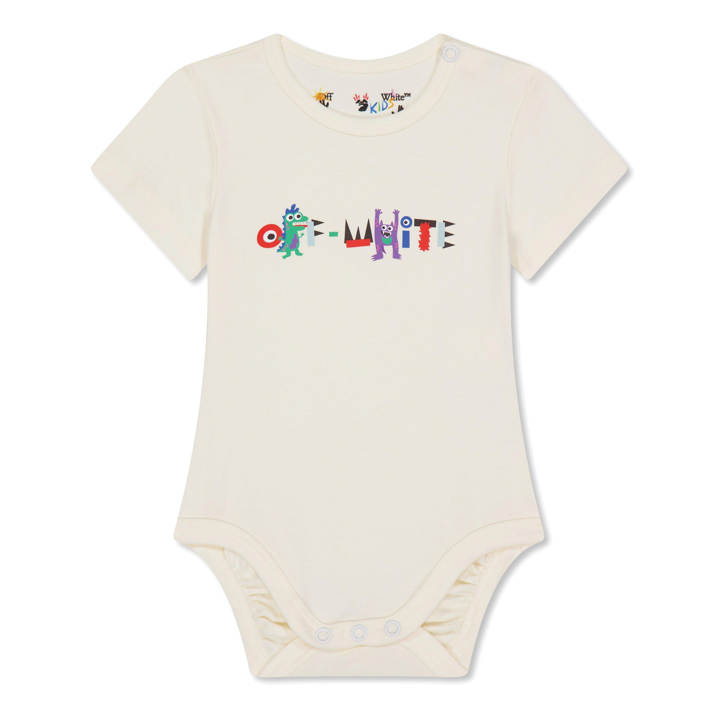 Off White 3 Pack Monster Bodysuits Babies