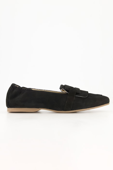 Leder-Ballerinas, Veloursleder, elastische Ferse, Weite H