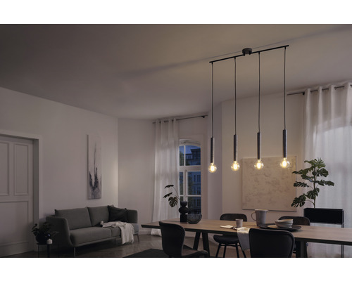 Hanglamp, 4-lichts, HxL 100x85 cm, zilver/antiek