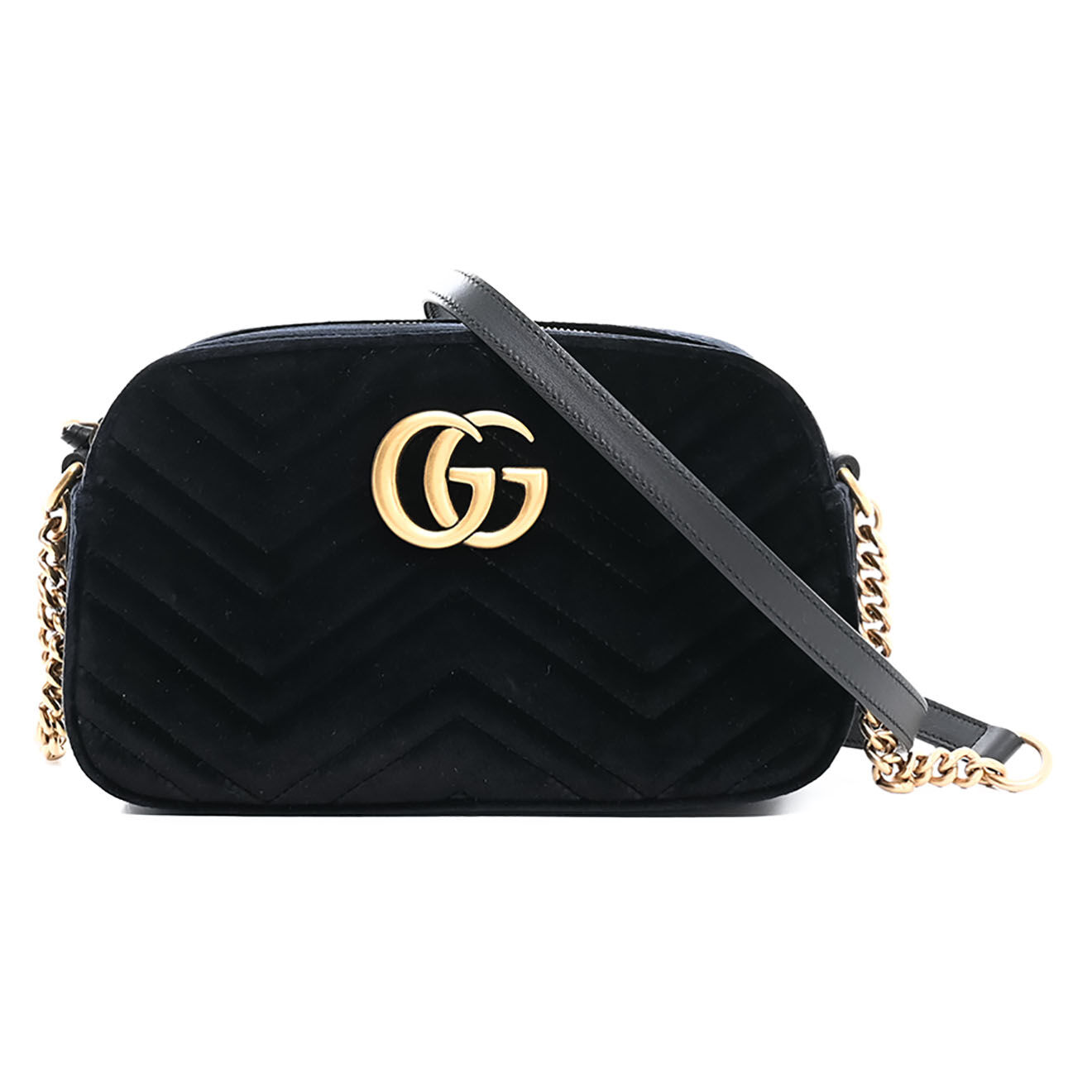 Gucci Sac bandoulière Marmont en Velours noir - Neuf sans étiquette - L.25 cm