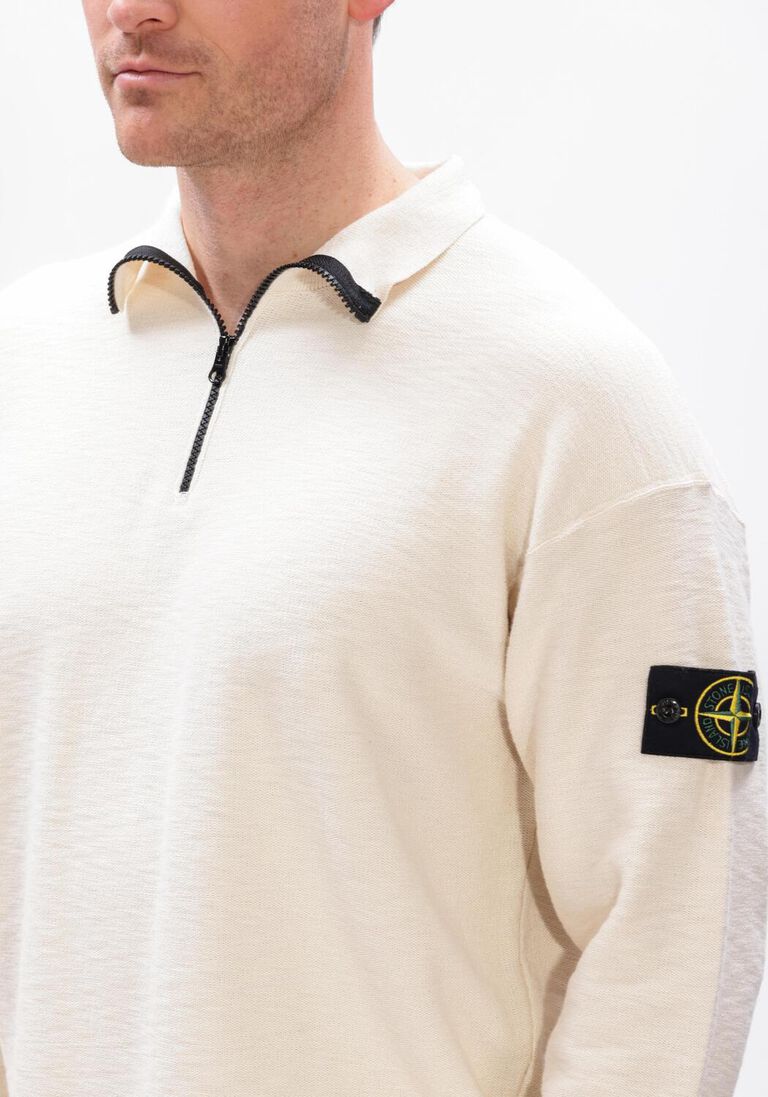 ecru stone island polo ls polo s01b0